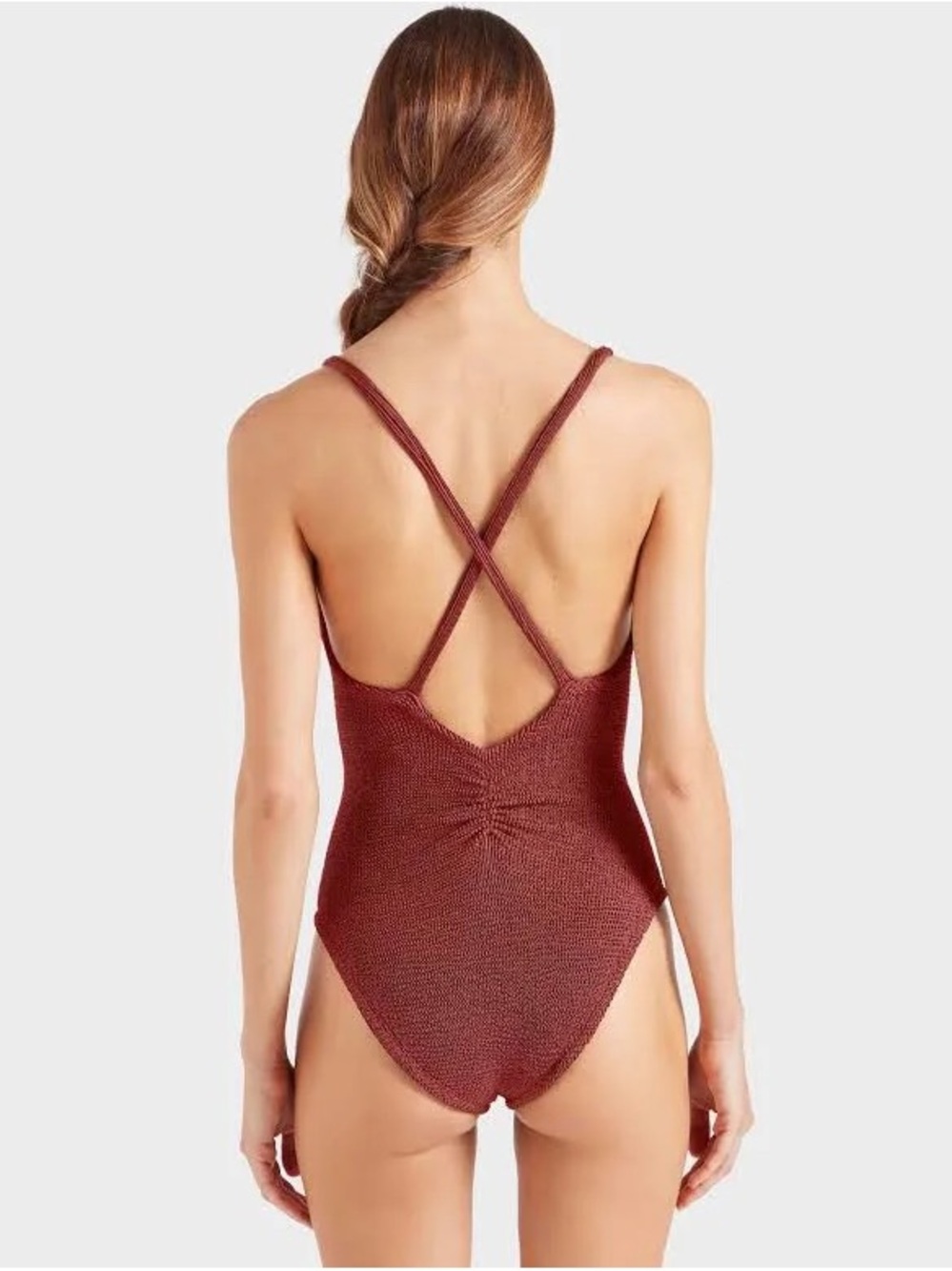 Hunza G Bette metallic rose One-Piece Swimsuit NWT - Picture 7 of 13